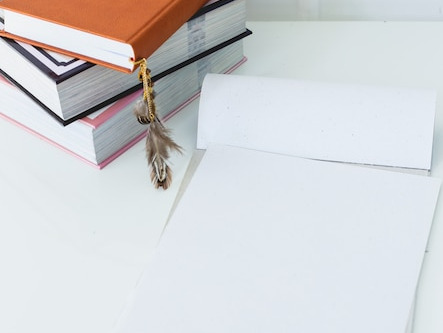 Stack of books on a table