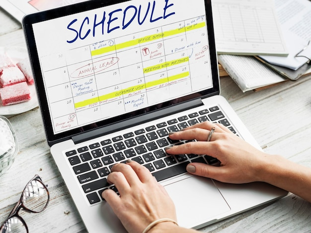 A schedule on a laptop